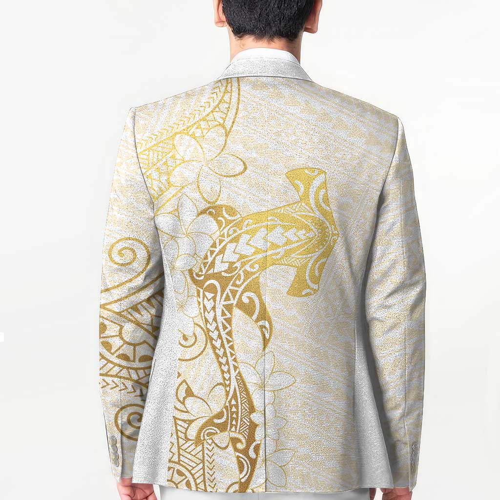 Gold and White Hawaii Blazer Hammerhead Shark Tattoo Curve Polynesian - Polynesian Pride