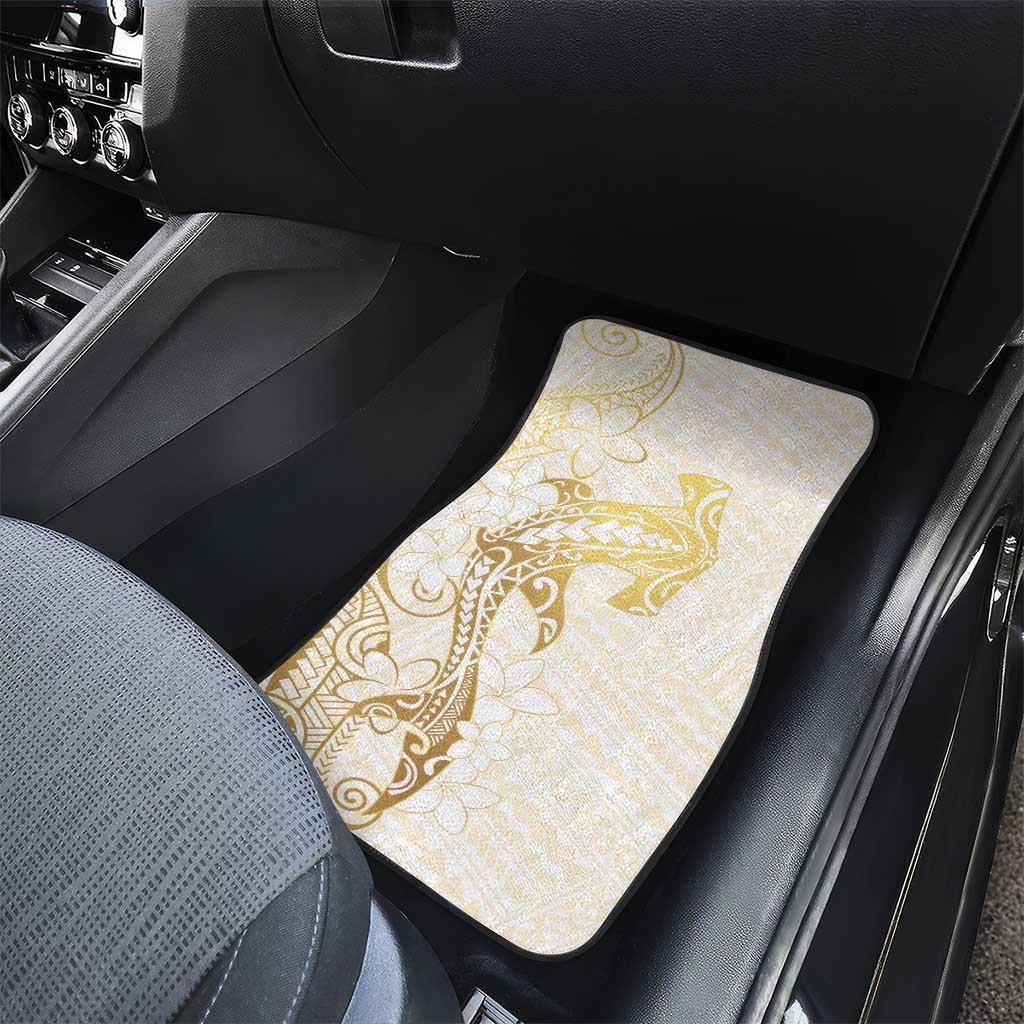 Gold and White Hawaii Car Mats Hammerhead Shark Tattoo Curve Polynesian - Polynesian Pride
