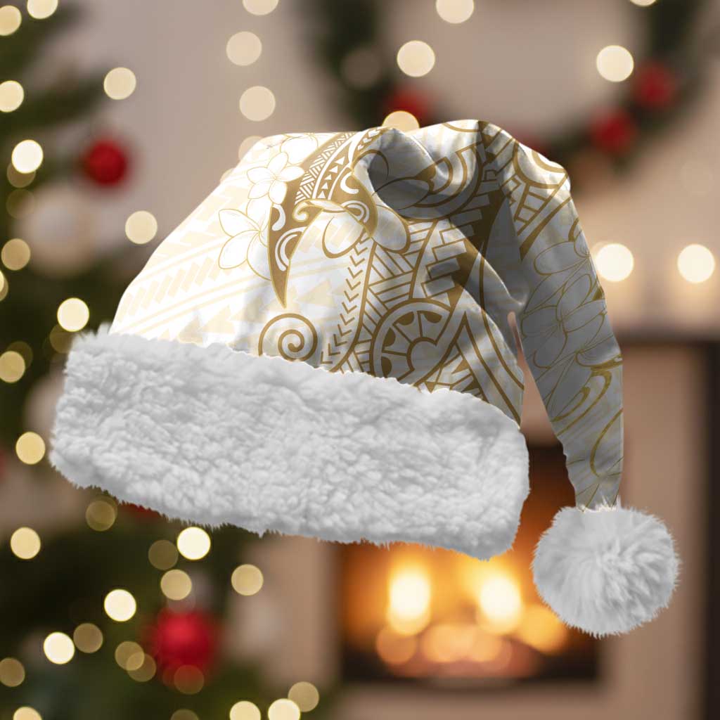 Gold and White Hawaii Christmas Santa Hat Hammerhead Shark Tattoo Curve Polynesian - Polynesian Pride