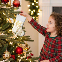 Gold and White Hawaii Christmas Stocking Hammerhead Shark Tattoo Curve Polynesian - Polynesian Pride