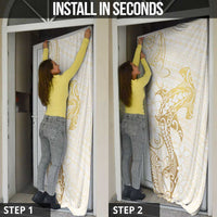 Gold and White Hawaii Door Cover Hammerhead Shark Tattoo Curve Polynesian - Polynesian Pride