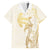 Gold and White Hawaii Family Matching Short Sleeve Bodycon Dress and Hawaiian Shirt Hammerhead Shark Tattoo Curve Polynesian - Polynesian Pride