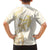 Gold and White Hawaii Family Matching Summer Maxi Dress and Hawaiian Shirt Hammerhead Shark Tattoo Curve Polynesian - Polynesian Pride