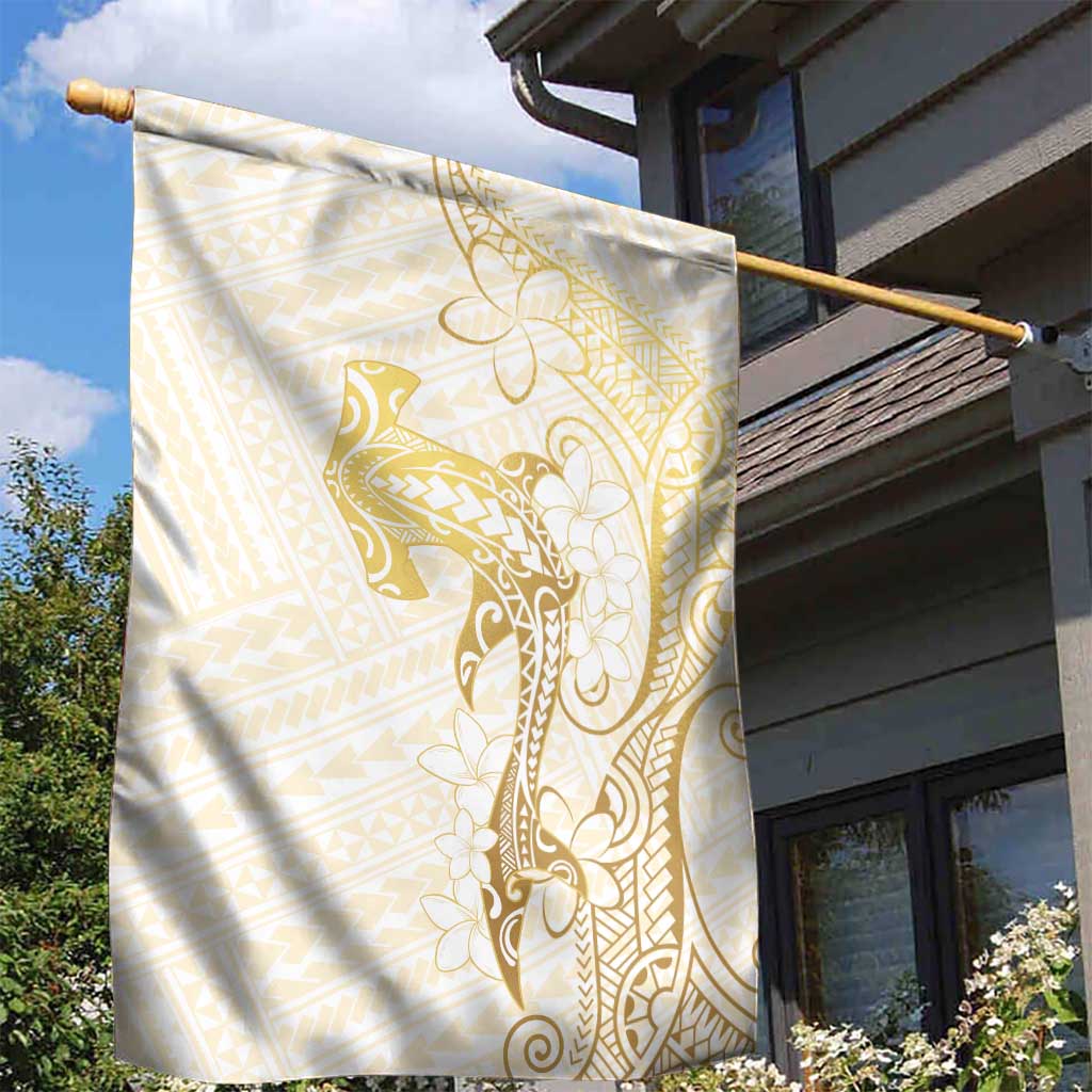 Gold and White Hawaii Garden Flag Hammerhead Shark Tattoo Curve Polynesian - Polynesian Pride