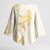 Gold and White Hawaii Kimono Sleeve Blouse Hammerhead Shark Tattoo Curve Polynesian - Polynesian Pride