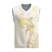 Gold and White Hawaii Christmas Knitted V-Neck Vest Hammerhead Shark Tattoo Curve Polynesian - Polynesian Pride