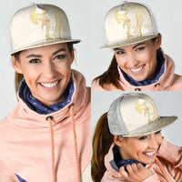 Gold and White Hawaii Mesh Trucker Cap Hammerhead Shark Tattoo Curve Polynesian - Polynesian Pride