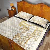 Gold and White Hawaii Quilt Bed Set Hammerhead Shark Tattoo Curve Polynesian - Polynesian Pride