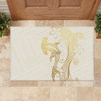 Gold and White Hawaii Rubber Doormat Hammerhead Shark Tattoo Curve Polynesian - Polynesian Pride