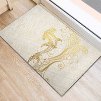 Gold and White Hawaii Rubber Doormat Hammerhead Shark Tattoo Curve Polynesian - Polynesian Pride