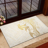 Gold and White Hawaii Rubber Doormat Hammerhead Shark Tattoo Curve Polynesian - Polynesian Pride