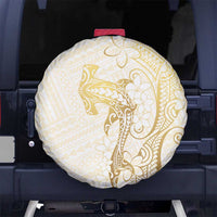 Gold and White Hawaii Spare Tire Cover Hammerhead Shark Tattoo Curve Polynesian - Polynesian Pride
