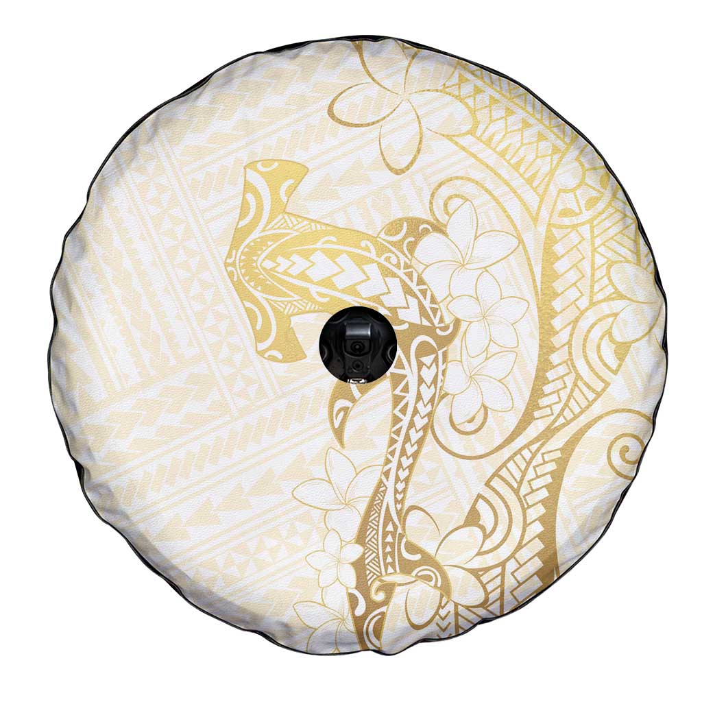Gold and White Hawaii Spare Tire Cover Hammerhead Shark Tattoo Curve Polynesian - Polynesian Pride