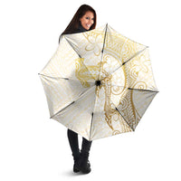 Gold and White Hawaii Umbrella Hammerhead Shark Tattoo Curve Polynesian - Polynesian Pride