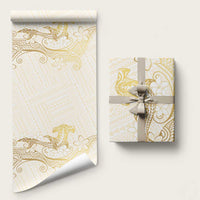 Gold and White Hawaii Wrapping Paper Hammerhead Shark Tattoo Curve Polynesian - Polynesian Pride