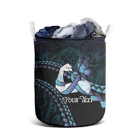 Personalised Polynesia Suicide Prevention Month Laundry Basket Brave Strong Butterfly Teal Purple Ribbon
