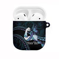 Personalised Polynesia Suicide Prevention Month AirPods Case Brave Strong Butterfly Teal Purple Ribbon