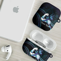 Personalised Polynesia Suicide Prevention Month AirPods Case Brave Strong Butterfly Teal Purple Ribbon