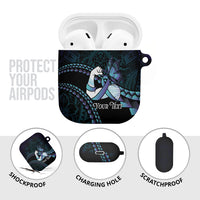 Personalised Polynesia Suicide Prevention Month AirPods Case Brave Strong Butterfly Teal Purple Ribbon
