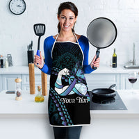 Personalised Polynesia Suicide Prevention Month Apron Brave Strong Butterfly Teal Purple Ribbon