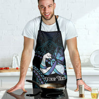 Personalised Polynesia Suicide Prevention Month Apron Brave Strong Butterfly Teal Purple Ribbon