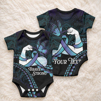 Personalised Polynesia Suicide Prevention Month Baby Onesie Brave Strong Butterfly Teal Purple Ribbon