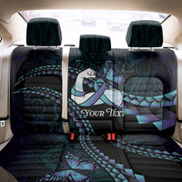 Personalised Polynesia Suicide Prevention Month Back Car Seat Cover Brave Strong Butterfly Teal Purple Ribbon