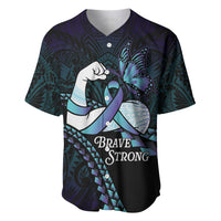 Personalised Polynesia Suicide Prevention Month Baseball Jersey Brave Strong Butterfly Teal Purple Ribbon