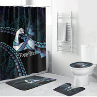 Personalised Polynesia Suicide Prevention Month Bathroom Set Brave Strong Butterfly Teal Purple Ribbon