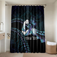 Personalised Polynesia Suicide Prevention Month Bathroom Set Brave Strong Butterfly Teal Purple Ribbon
