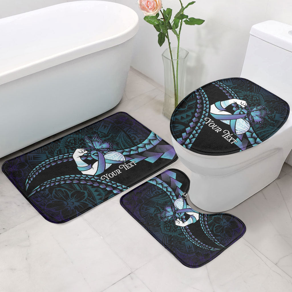 Personalised Polynesia Suicide Prevention Month Bathroom Set Brave Strong Butterfly Teal Purple Ribbon