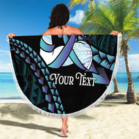 Personalised Polynesia Suicide Prevention Month Beach Blanket Brave Strong Butterfly Teal Purple Ribbon