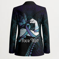 Personalised Polynesia Suicide Prevention Month Blazer Brave Strong Butterfly Teal Purple Ribbon