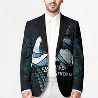 Personalised Polynesia Suicide Prevention Month Blazer Brave Strong Butterfly Teal Purple Ribbon