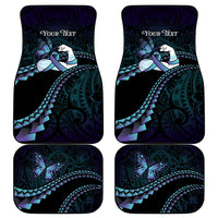 Personalised Polynesia Suicide Prevention Month Car Mats Brave Strong Butterfly Teal Purple Ribbon