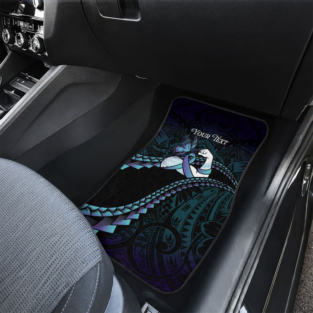 Personalised Polynesia Suicide Prevention Month Car Mats Brave Strong Butterfly Teal Purple Ribbon
