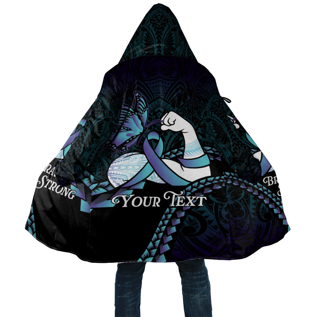 Personalised Polynesia Suicide Prevention Month Cloak Brave Strong Butterfly Teal Purple Ribbon