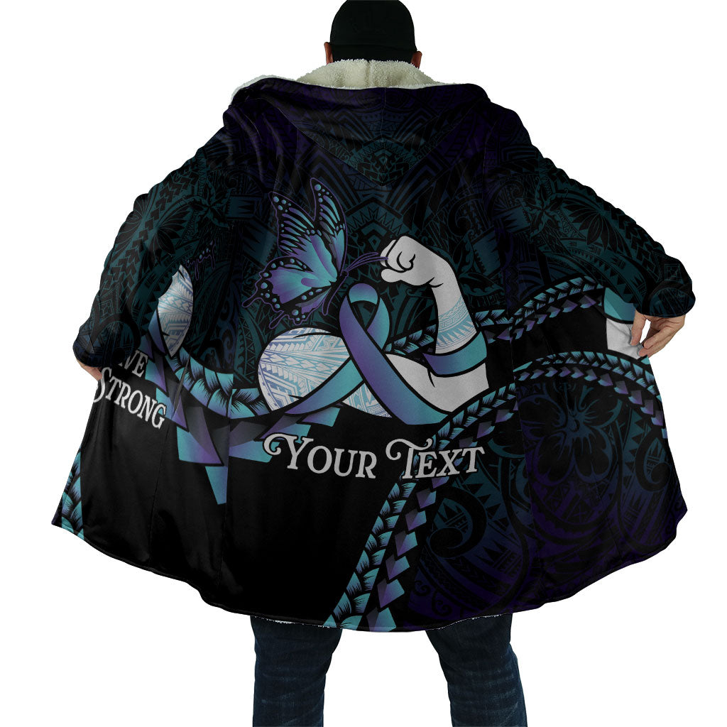 Personalised Polynesia Suicide Prevention Month Cloak Brave Strong Butterfly Teal Purple Ribbon