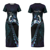 Personalised Polynesia Suicide Prevention Month Couples Matching Short Sleeve Bodycon Dress and Hawaiian Shirt Brave Strong Butterfly Teal Purple Ribbon