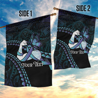 Personalised Polynesia Suicide Prevention Month Garden Flag Brave Strong Butterfly Teal Purple Ribbon