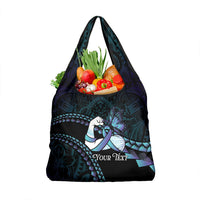 Personalised Polynesia Suicide Prevention Month Grocery Bag Brave Strong Butterfly Teal Purple Ribbon