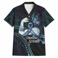Personalised Polynesia Suicide Prevention Month Hawaiian Shirt Brave Strong Butterfly Teal Purple Ribbon