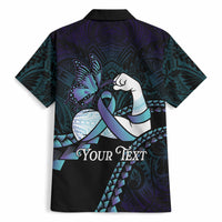 Personalised Polynesia Suicide Prevention Month Hawaiian Shirt Brave Strong Butterfly Teal Purple Ribbon