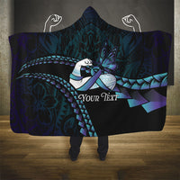 Personalised Polynesia Suicide Prevention Month Hooded Blanket Brave Strong Butterfly Teal Purple Ribbon