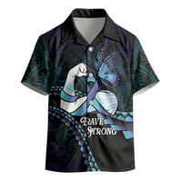 Personalised Polynesia Suicide Prevention Month Kid Hawaiian Shirt Brave Strong Butterfly Teal Purple Ribbon