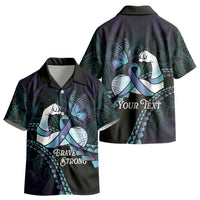 Personalised Polynesia Suicide Prevention Month Kid Hawaiian Shirt Brave Strong Butterfly Teal Purple Ribbon