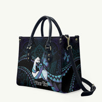 Personalised Polynesia Suicide Prevention Month Leather Bag Brave Strong Butterfly Teal Purple Ribbon