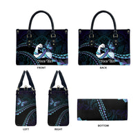 Personalised Polynesia Suicide Prevention Month Leather Bag Brave Strong Butterfly Teal Purple Ribbon