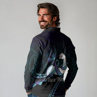 Personalised Polynesia Suicide Prevention Month Long Sleeve Polo Shirt Brave Strong Butterfly Teal Purple Ribbon