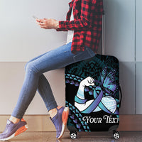 Personalised Polynesia Suicide Prevention Month Luggage Cover Brave Strong Butterfly Teal Purple Ribbon